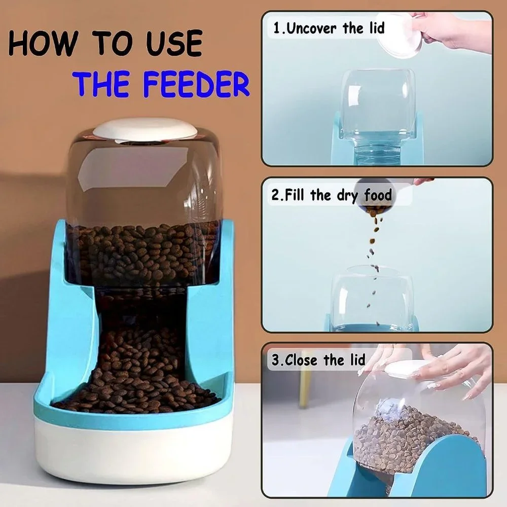 Automatic Dog/Cat Feeder and Water Dispenser Set